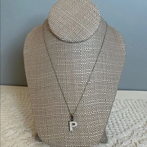 NWT Stainless Steel Elegant Silver Tone  Dainty Necklace initial  P Pendant